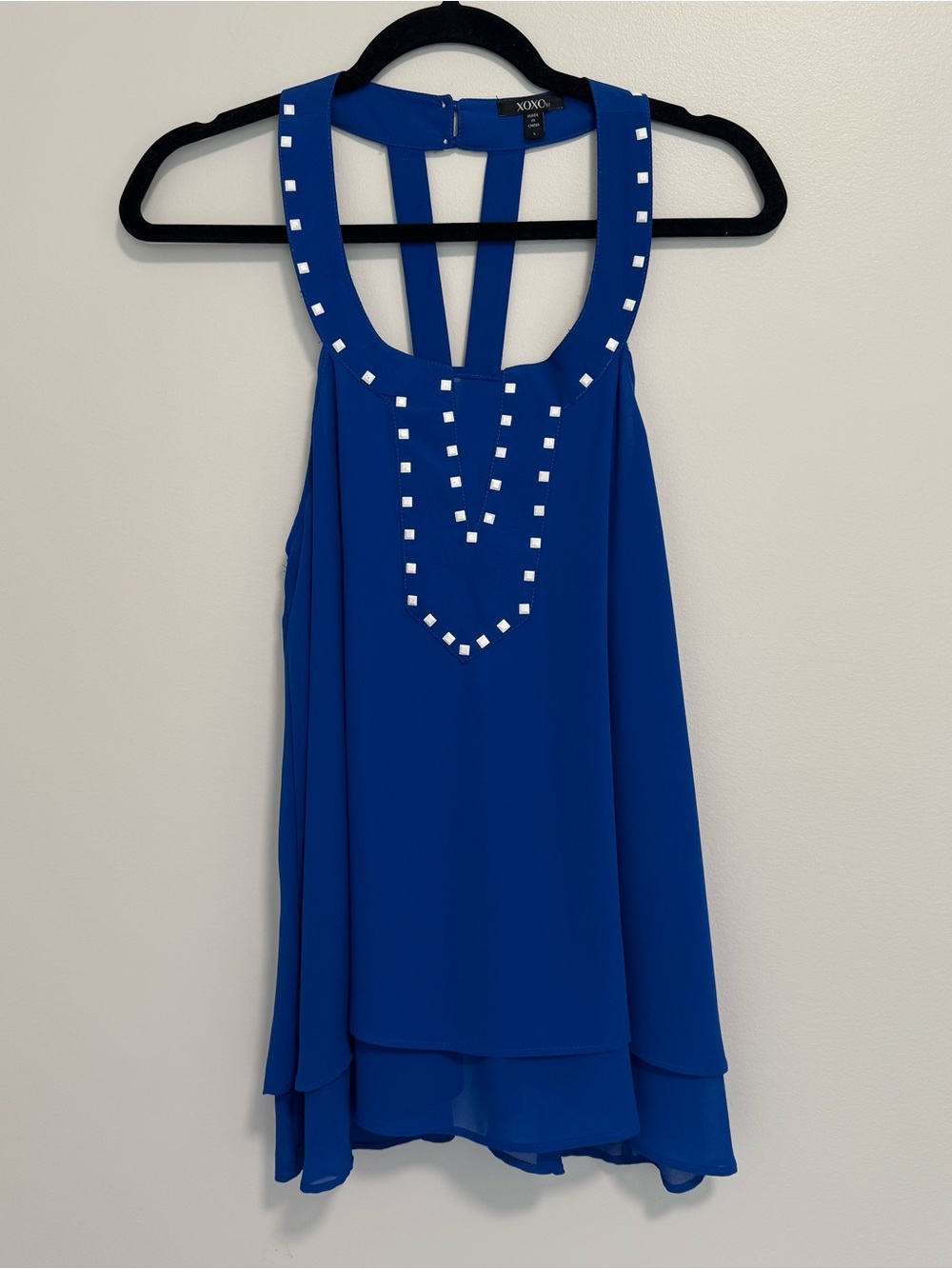 XOXO Royal Blue Studded Chiffon Sleeveless Blouse Size L